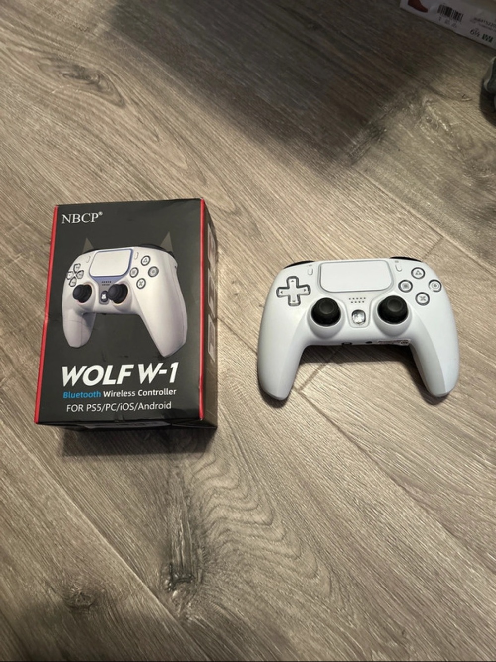 Wolf W-1 White Bluetooth Wireless Gaming Controller for PS5 PC iOS Android